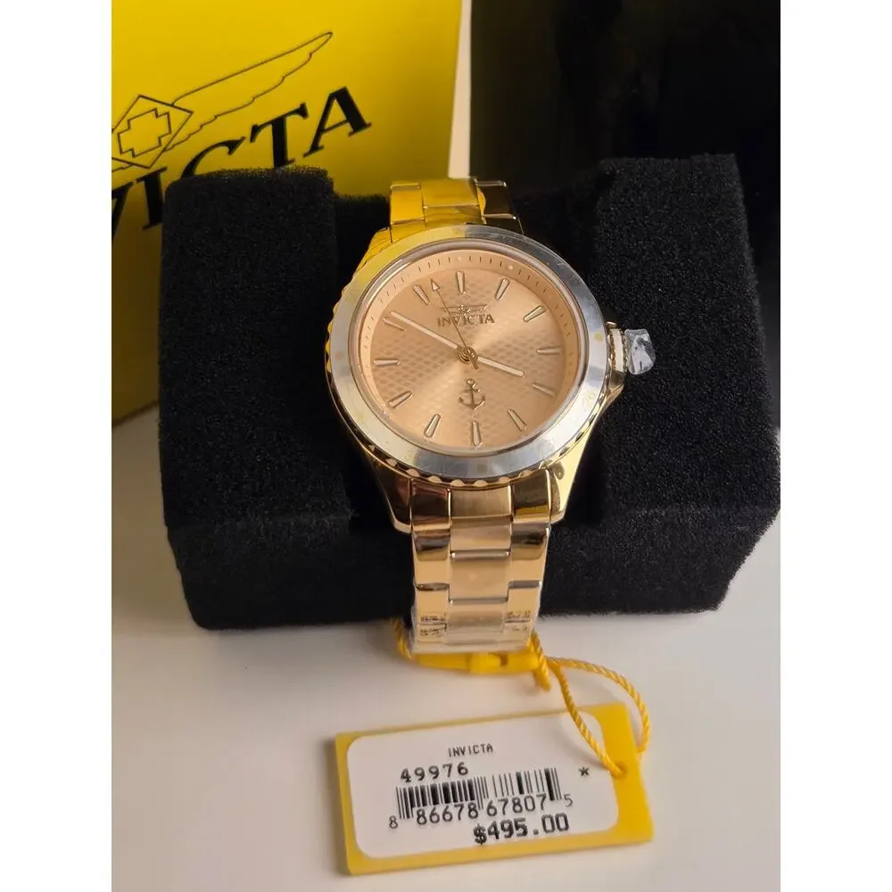 Invicta Ocean Voyage 49976 Women's 38mm Gold Tone Watch NWT Anchor Dial Box